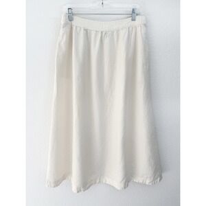 Boden Womens 100% Linen Florence Maxi Skirt US 12 Cream Ivory Pockets Modest